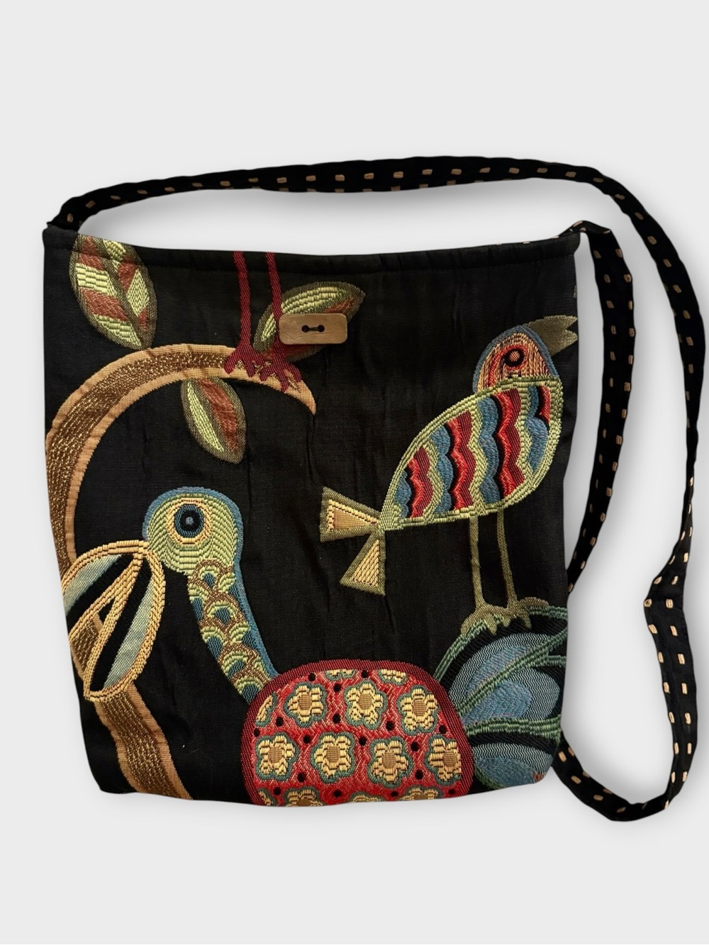 Handmade Textile Funky Birds Crossbody Bag